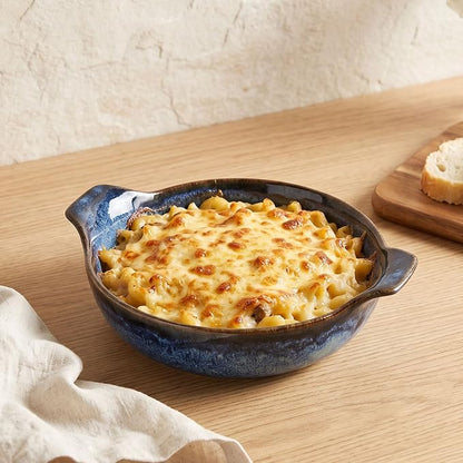 Ceramics Au Gratin baking Dishes Set of 2, Baking Tray Bake ware, 34 oz Ramekins, for Pie Pan, Appetizer, Tart, Dessert, Quiche, Oven Small dish, individual dishes, Deep Round 9.6 Inch