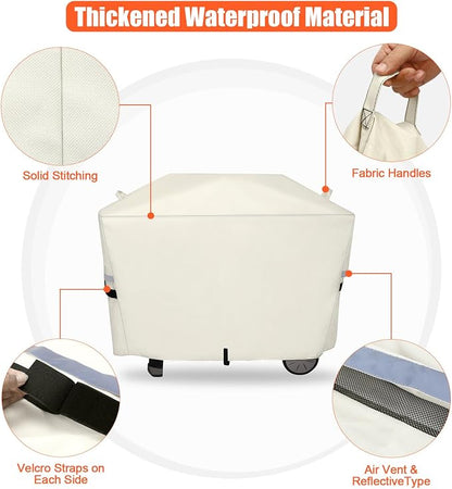 QuliMetal 7112 Grill Cover for Weber Q2000, Q2200, Q2400, Q2000N+, Q2800N+, Q300, Q320, Q3000, Q3200 Gas Grills, 600D Waterproof Fade Resistant BBQ Gas Grill Cover, Beige