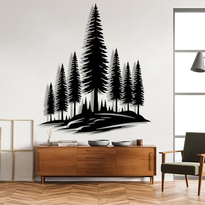lunwall Metal Pine Tree Wall Art, Metal Forest Wall Art, Pine Branch Wall Decor, Christmas Tree Wall Decor, Forest Wall Hanging, Nature Lover Gift (Style 6, 46" H x 39" W / 116 x 99 cm)
