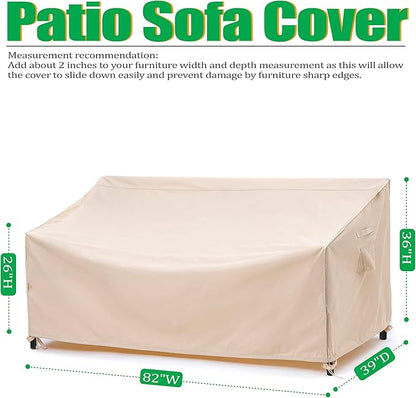 F&J Outdoors Waterproof Anti-UV Heavy Duty 3 Seater Cushion Couch Patio Sofa Covers, 82" W x 39" D x 36" H