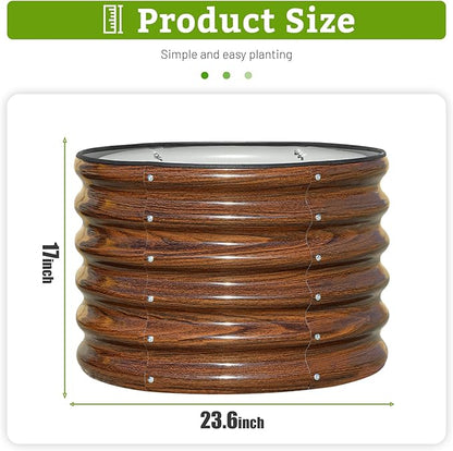 SnugNiture Raised Garden Bed, 2 PCS 2×2×1.5ft Round Galvanized Outdoor Planter Box, 17" Tall Deep Metal Garden Bed Kit for Planting Vegetables, Fruits, Flowers, Brown