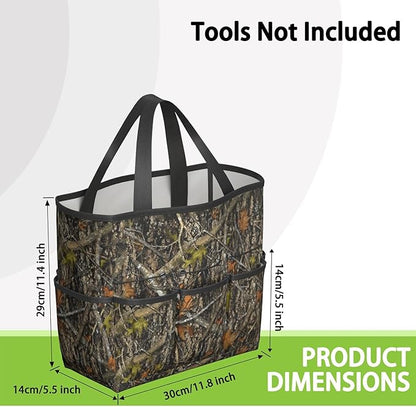 Green Camo Garden Tool Bag - Waterproof Garden Tote with 8 Pockets, Large Storage Home Organizer Gardening Tool Oxford Bag for Garden Tools Kits Holder, Ideal Outdoor Gardening Gift for Women & Men