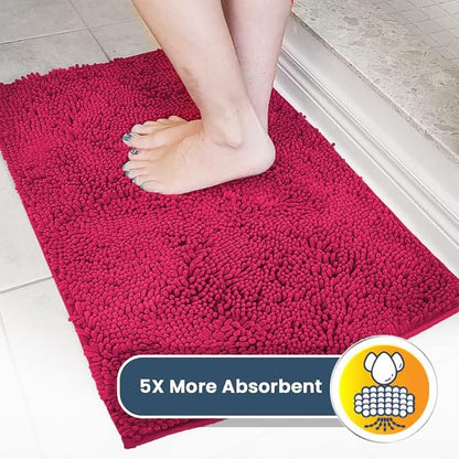 Muddy Mat® | Super Water Absorbent Door Mat Indoor, Microfiber Quick Dry Chenille Entryway Rug, Slip Resistant Front Door Mat, Indoor Mats for Entryway, Machine Washable Pet Rug, Hot Pink 22" x 36"