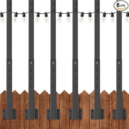 6 Pack 2.8FT String Light Poles,Light Poles for Outside String Lights,Outdoor Light Poles Metal Pole Stand for Patio,Backyard,Deck