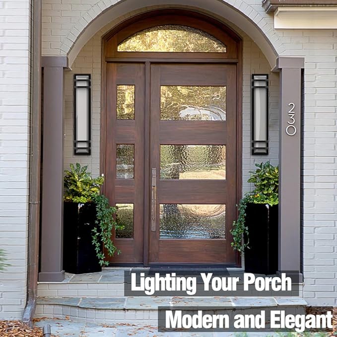 Sytmhoe Exterior Wall Lights,36w Dimmable LED Modern Porch & Patio Wall Light Fixture, 23.6in Black Exterior Sconce Wall Mounted Lights Suitable for Garage Living Room Courtyard House(3000K)