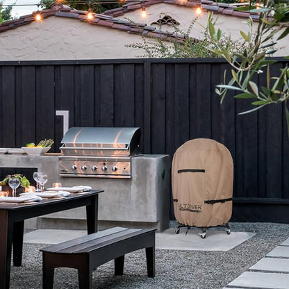 ULTCOVER Outdoor Waterproof Charcoal Kamado Joe Grill Cover for 22-24 inch Char-Griller Char-Broil and Other Round Smokers Size Up to 36” Dia x 45” H