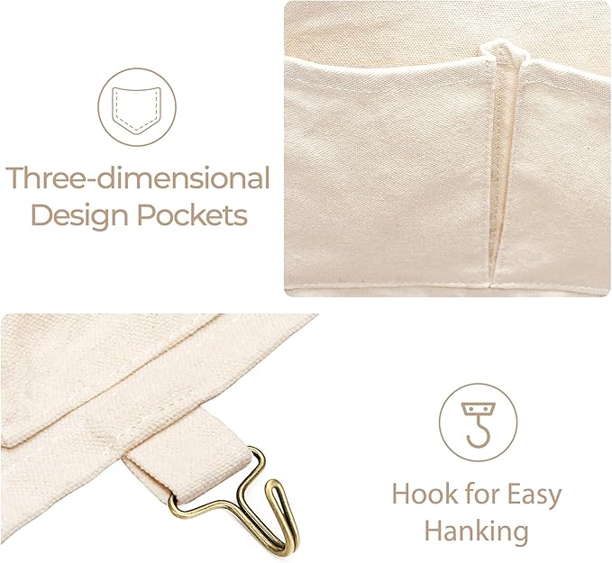 Canvas Wall Organizer for Garden Tool, Hand Tools, Stationery, Craft Items and Sewing Supplies,Natural