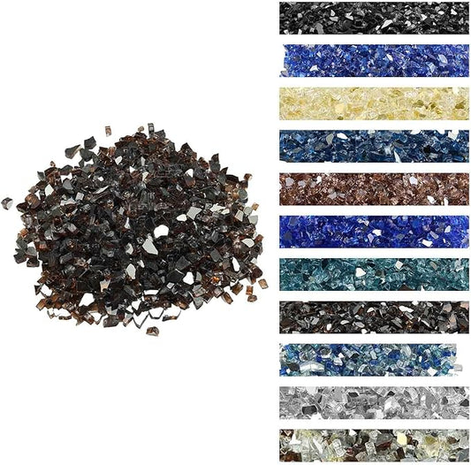 VEVOR Fire Glass, 10 LBS / 4.5 KG High-Temperature Resistant Fireplace Rocks, 1/2-Inch / 12.7 mm Reflective & Smokeless Firepit Glass Rock, High Luster Stone Landscaping for Fire Pit Table, Copper