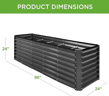 Best Choice Products 8x2x2ft Raised Outdoor Metal Garden Bed, Rectangular Planter Box for Herbs, Flowers, and Deep Root Vegetables w/ 240 Gallon Capacity - Gray
