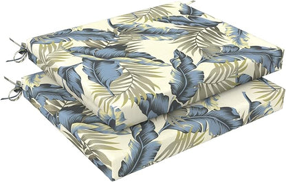 LVTXIII Outdoor Seat Cushions Set of 2 Square Corner Chair Cushions with Ties, Patio Chair Pads for Home Office and Patio Garden Furniture Decoration 18.5"x16"x2", ‌Lush Palm Blue