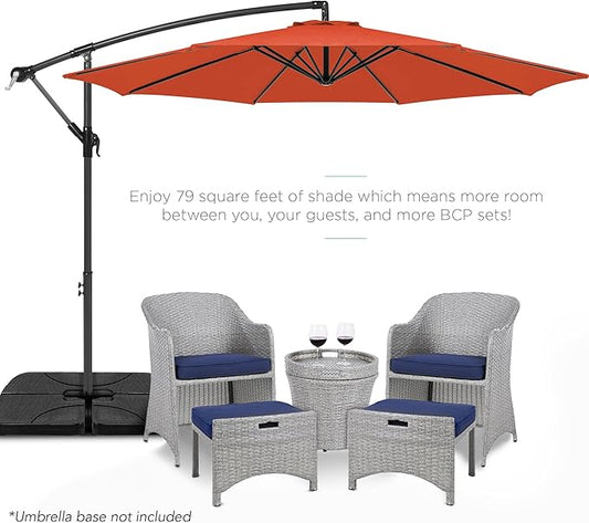 Best Choice Products 10ft Offset Hanging Market Patio Umbrella w/Easy Tilt Adjustment, Polyester Shade, 8 Ribs for Backyard, Poolside, Lawn and Garden