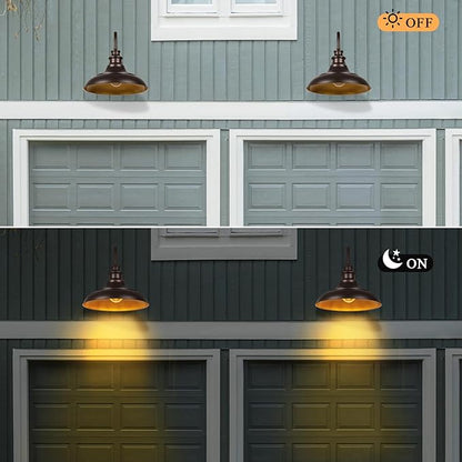 Exterior Farmhouse Barn Light, 2PCS Dusk to Dawn Outdoor Lighting, 16 Inch Vintage Outside Garage Lights Fixtures for Patio Frontdoor Entryway Doorway