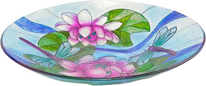 Alpine Corporation 18" Outdoor Birdbath Bowl Topper with Metal Stand, Garden Decor