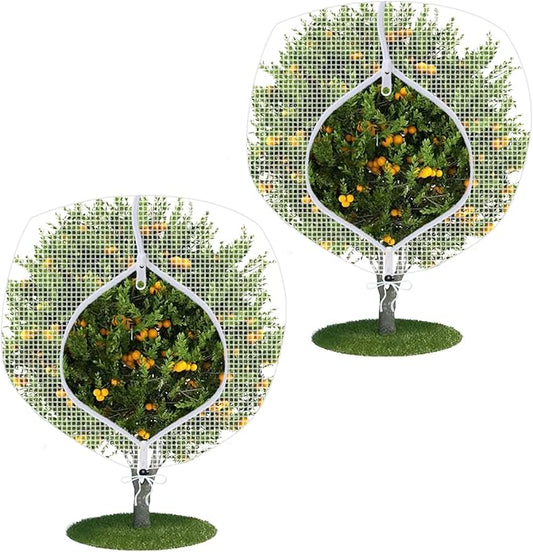 Fruit Tree Netting Covers with Zipper to Protect from Squirrels and Birds Large Netting for Fruit Trees Net Protection, White, 10' x 10', 2 Pack