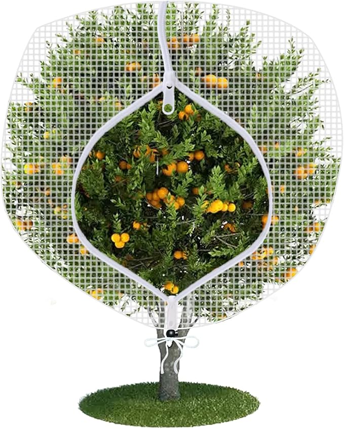 Fruit Tree Netting Covers with Zipper to Protect from Squirrels and Birds Large Netting for Fruit Trees Net Protection, White, 10' x 13', 1 Pack