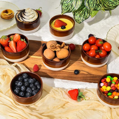 Vumdua Creme Brulee Ramekins 8 oz, Ceramic Ramekins Oven Safe Custard Cups Dipping Sauce Cups, Small Baking Dish for Souffle, Lava Cakes, Pudding, Baked Eggs and Desserts, Set of 6