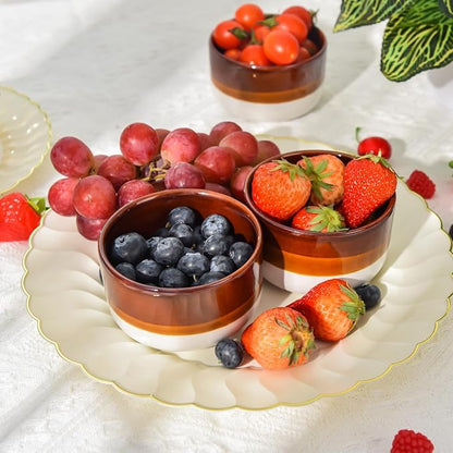 Vumdua Creme Brulee Ramekins 8 oz, Ceramic Ramekins Oven Safe Custard Cups Dipping Sauce Cups, Small Baking Dish for Souffle, Lava Cakes, Pudding, Baked Eggs and Desserts, Set of 6