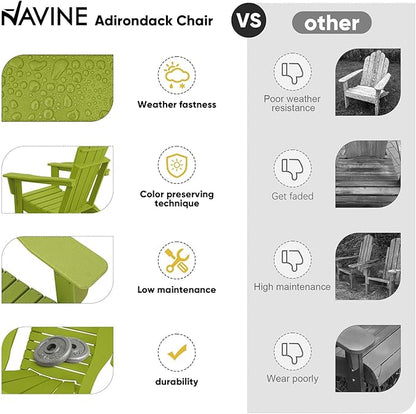 Adirondack Chair Set of 8, HDPE Folding Adirondack Chair with Multifunctional Cup Holder, Weather Resistant Fire Pit Chair for porches, patios, poolsides, Decks.