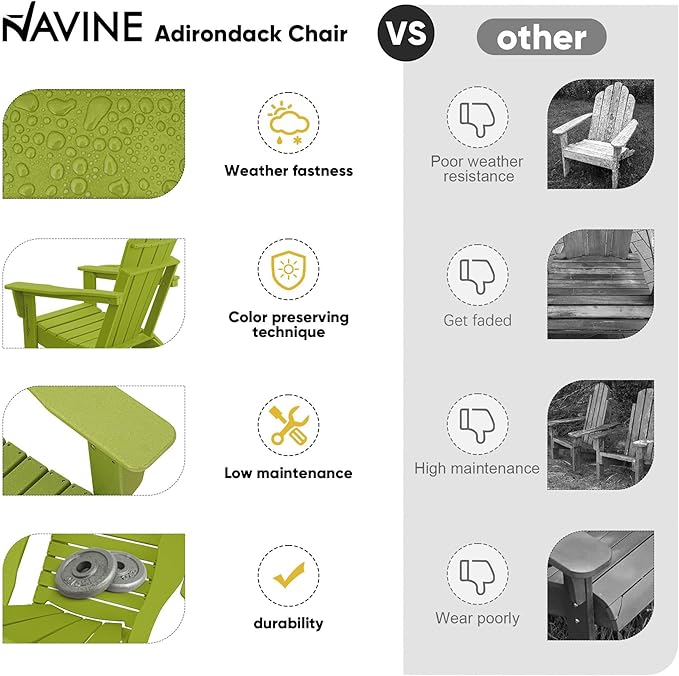 Adirondack Chair Set of 6, HDPE Folding Adirondack Chair with Multifunctional Cup Holder, Weather Resistant Fire Pit Chair for porches, patios, poolsides, Decks.