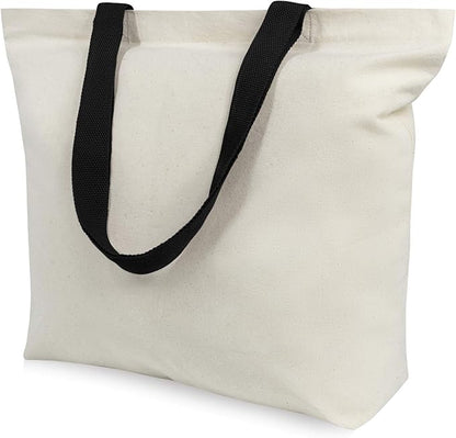 TOPDesign 12-Pack Canvas Tote Bags with Magnetic Snap, Reusable Grocery Shopping Bags, DIY Your Creative Designs
