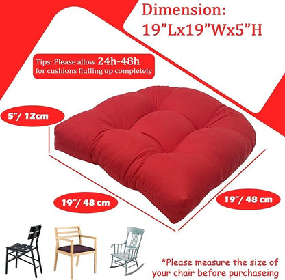 MTMR Waterproof Outdoor Chair Cushions Set of 2, 19X19 Patio Wicker Chair Cushions, Tufted Outdoor Cushions for Patio Furniture, Thick Outdoor Patio Replacement Seat Pads for Porch Lawn Chairs Red