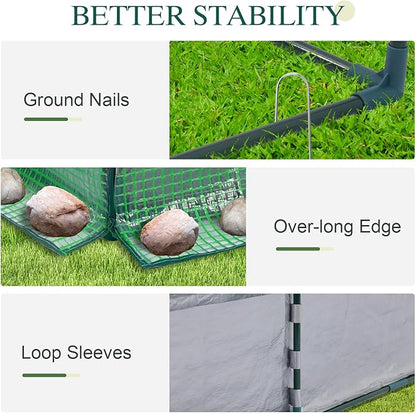 BPS 6x3x3 FT Raised Garden Bed with Green PE Cover, Portable Mini Greenhouse with 2 Zipper Windows for Patio, Garden, Yard