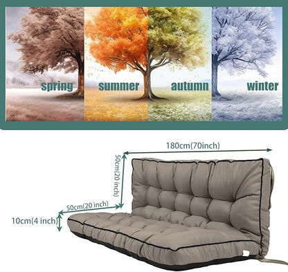 Replacement Cushions for Swing, Swing Cushions 3 Seater Replacement, Waterproof Thicken Washable Pad Cushion for Outdoor Indoor Furniture Swing Patio (Khaki, 40x70 inch)
