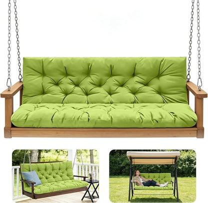 Porch Swing Cushions,Outdoor Cushions 3 Seater Replacement with Backrest, Waterproof Thickened Bench Cushion with Ties for Porch, Patio,Outdoor, Backyard and Garden (Grass Green 60 * 40 in)