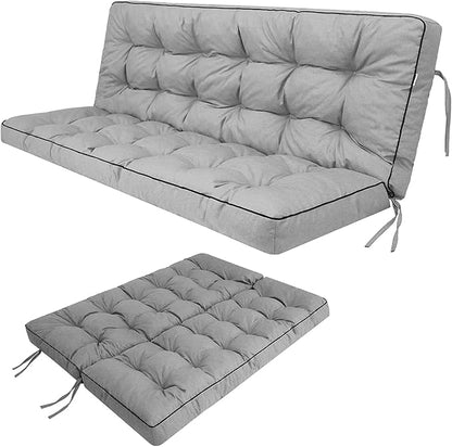 Swing Replacement Seat Cushions, 2-3 Seater Bench Cushions for Outdoor Furnitur with Backrest, Garden Recliner Seat Cushions Waterproof Sofa Pads (Light Gray, 55x40in)