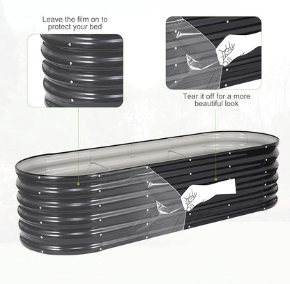 Galvanized Raised Garden Bed Outdoor- Raised Beds for Gardening| Metal Planter Box, Steel Raised Garden Bed Kit with Safety Edging and Gloves for Vegetables, Flower, Herbs (6x2x1.4FT, Gray)