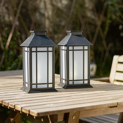 Bdor 13-Inch IP65 Waterproof Battery-Powered Outdoor Lantern with Led Flameless Candle and 6-Hour Timer - Decorative Lantern for Patio & Garden(2 Pack)