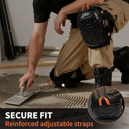 Professional Knee Pads for Work,Heavy Duty Thick Foam Knee Pads Tools, Knee Pad with Soft Gel Cushion for Construction, Work, Flooring, Gardening, Cleaning, Tiling,Upgraded Black