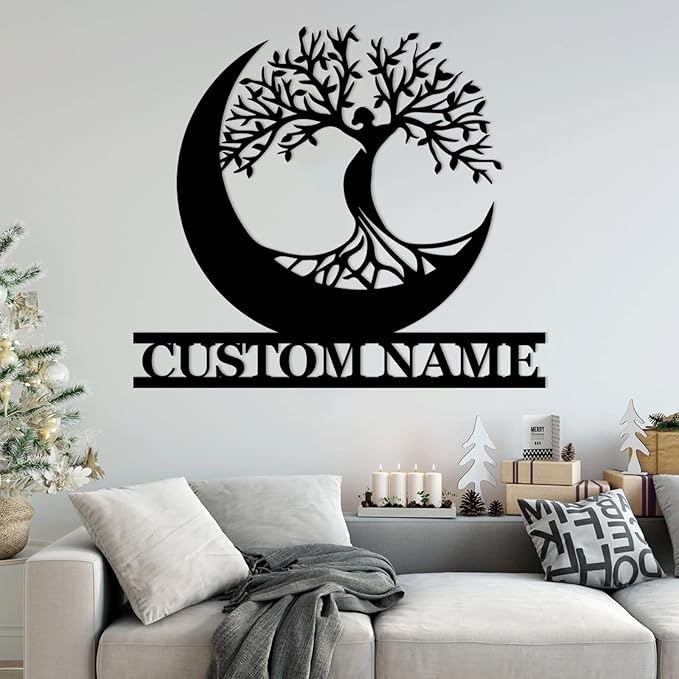 Personalized Custom Tree of Life Metal Sign, Family Tree Wall Decor, Large Metal Wall Art Last Name Sign, Couples Wedding Gifts, Home Decor for Bedroom Living Room