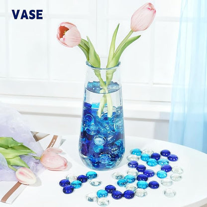 10 Pounds Fire Glass Rocks, 3/4 Mixed Color Fire Glass Beads for Propane Fire Pit, Fireplace and Outdoor Decorative (Caribbean Blue+Cobalt Blue+Crystal Ice)