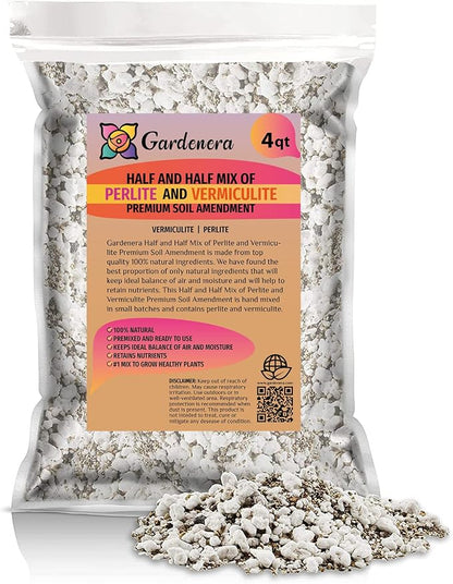 Gardenera Premium Perlite and Vermiculite 50/50 Mix - Achieve The Perfect Balance of Air, Moisture, and Nutrients - 4 Quart
