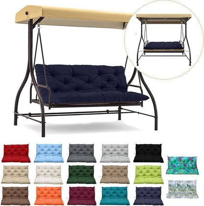 Swing Replacement Cushions with Backrest, 2 or 3 Seater Waterproof Non-Slip Overstuffed Swing Pad, Indoor/Outdoor Bench Cushion for Porch Chair Swings Garden Furniture (Navy blue, 40 * 71 in)