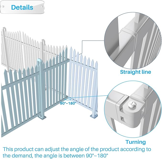 Patio 5 Sets Vinyl Picket Fence Panels 36" H x 84" W White PVC Decorative Fence for Front Yard Porch Patio Deck Pool Air Conditioner Fence Safety Dog Fence (20 Pickets, Scallop)