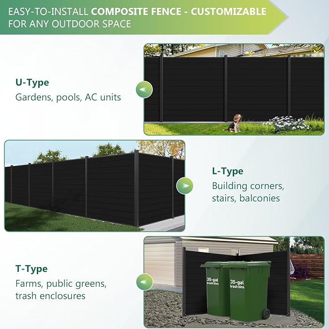 Mondaria Aluminum Privacy Fence Panels for Outside, 6ft(W) x 6ft(H) Decorative Fence with 1 No-dig Post, Wind Resistant Fencing Panels for Yard, Patio & Pool (Black)