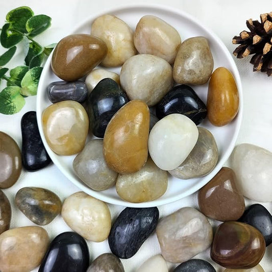 YISZM 20lbs Pebbles for Indoor Plants, 1-2 Inch Mixed Color High Polished River Rocks Outdoor Decorative Stones Vase Filler Fish Tank Aquariums Landscaping Garden Outdoor and Indoor DIY