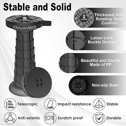2026 Upgraded Taller 52cm Collapsible Stool with Cushion,Portable Seat,Telescoping Stools,Adujstable Camping Folding Chair for Adults,Maximum Loading 550Ib for Garden Travel Fishing BBQ