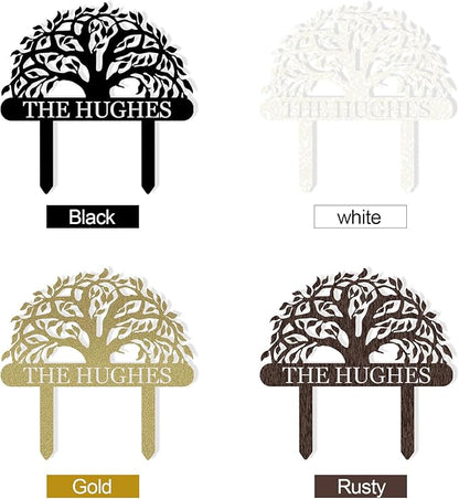 Personalized Custom Tree of Life Metal Family Name Sign - Outdoor Yard Decor, Garden Art Gift