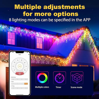 131ft Christmas Lights Outdoor, 1680 LED Waterproof 8 Modes String Light with App and Remote Control for Outside House Roof Decorations Indoor Decor-Warm White to Multicolor