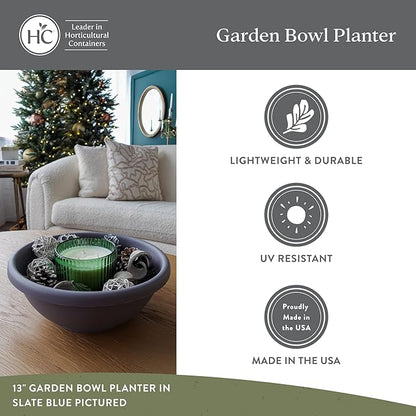 The HC Companies 20 Inch Shallow Garden Bowl Plant Pot with Drainage, Lightweight UV-Resistant Plastic Planters for Succulents, Herbs & More, 2-Pack Planters for Indoor Outdoor Home Decor, Clay