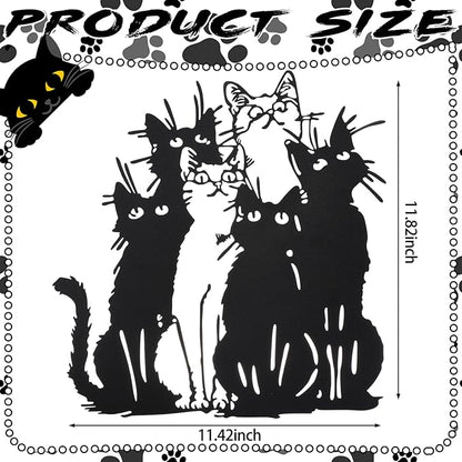 Tandefio Cat Metal Wall Art Black Cat Silhouette Wall Decor 11.42 x11.82 Metal Hanging Sign Christmas Kitten Lovers Gift for Home Indoor Outdoor Garden Office Room Decor