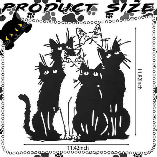 Tandefio Cat Metal Wall Art Black Cat Silhouette Wall Decor 11.42 x11.82 Metal Hanging Sign Christmas Kitten Lovers Gift for Home Indoor Outdoor Garden Office Room Decor