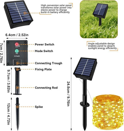 Solar String Lights Outdoor Waterproof 6 Pack Total 198ft 600LED 8 Modes Twinkle Lights Solar Fairy Lights for Patio, Garden Yard Party Tree Christmas Halloween Decoration, Warm White