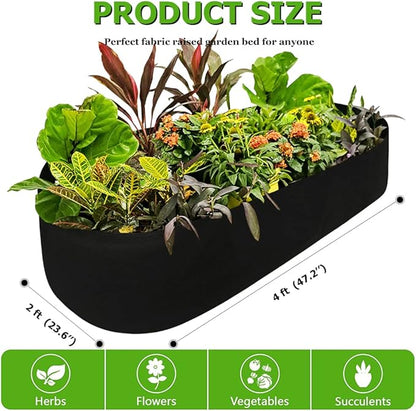 Fabric Raised Garden Bed, Raised Planters for Outdoor Plants, Rectangle Garden Grow Bag for Herb Flower and Vegetables, 2 ft X 4 ft