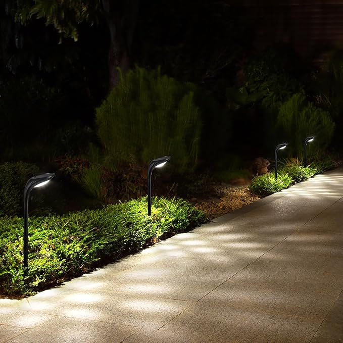 Solar Outdoor Pathway Lights, 2 Pack, Waterproof IP65, Stylish Snake Head Shape Design, Warm/Cool Light Dual Modes Switchable, Efficient Landscape Lighting for Garden, Walkway, Patio