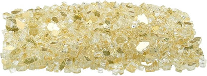 VEVOR Fire Glass, 10 LBS / 4.5 KG High-Temperature Resistant Fireplace Rocks, 1/2-Inch / 12.7 mm Reflective & Smokeless Firepit Glass Rock, High Luster Stone Landscaping for Fire Pit Table, Gold