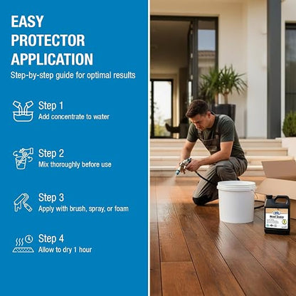 Rain Guard Wood Sealer Concentrate SP-8001 | Makes 1 Gallon | Protects Wood from Water Damage, Rotting, and Stains | Water Based Silane/Siloxane | Eco-Friendly | VOC-Free | Natural Finish